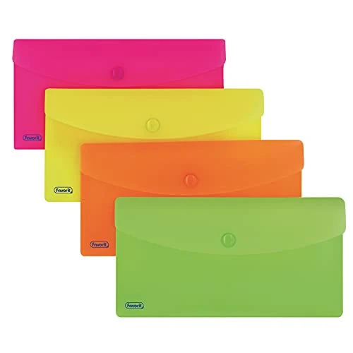 Offre limitée : Favorit Lot de 30 enveloppes avec bouton néon, dl, polypropylène, opaque, couleurs assorties de 19.67 € à 19.67 € (0.00% de remise)