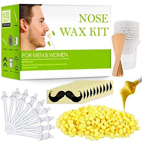 Offerta a tempo: Nose Wax Kit di cera per la rimozione dei peli del naso per uomini e donne con 50 g di cera, 20 applicatori con punta sicura, 10 contenitori e 8 modelli per baffi - 0.00% da 11.99 € a 11.99 €