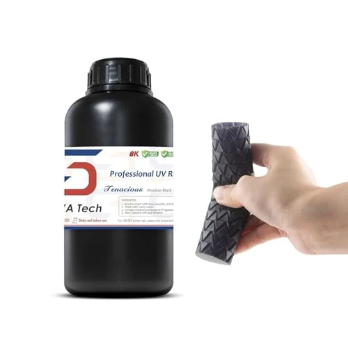 Siraya Tech Tenacious Impresora 3D Resina Flexible 405nm Resina de curado UV con resina de fotopolímero estándar de alta resistencia a los impactos para impresión LCD DLP 3D (1 kg, Negro Obsidiana)