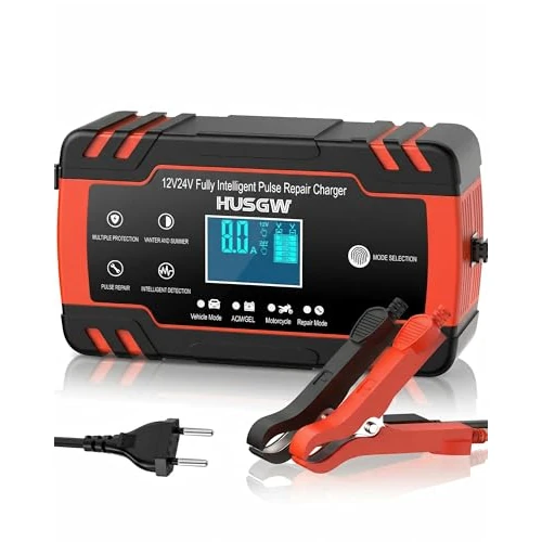 Tijdelijke aanbieding: 12V/24V 8A intelligente acculader, beheerder van de acculader en autoreparatiefunctie Draagbaar met LCD-scherm, voor auto, motorfiets, vrachtwagen, AGM, gel, nat, SLA (8-100AH) (zwartrood) van 29.99 € naar 29.99 € (0.00% korting)