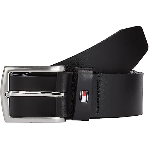 Tommy Hilfiger Herren Gürtel New Denton 3,5 cm Belt Ledergürtel, Schwarz (Black), 90 cm