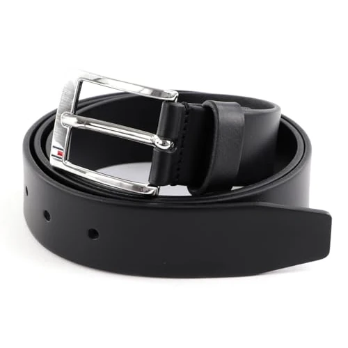 Tommy Hilfiger Ceinture Homme New Aly Belt Ceinture Cuir, Noir (Black), 90