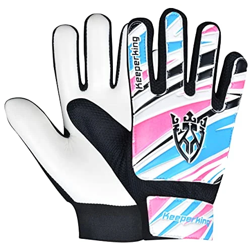 Offerta a tempo: Keeperking - Guanti da portiere per bambini, ragazzi e ragazze, guanti da calcio, taglia 6, colore bianco, nero e bianco - 35% da 11.42 € a 7.41 €