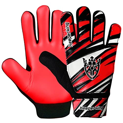 Limitiertes Angebot: Keeperking Torwarthandschuhe Kinder, Jungen und Mädchen, Junior Fußballhandschuhe Fußball Spielerhandschuhe für Jungen tormannhandschuhe mehrere Farben Große 4-7 (6,Rot-Schwarz-Weiß) von 10.79 EUR auf 10.79 EUR (Spare 0%)