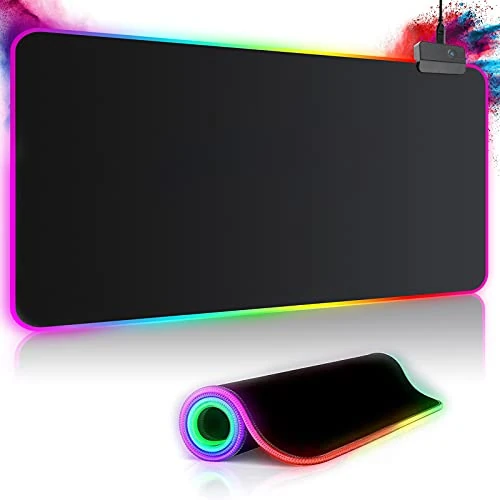 Tijdelijke aanbieding: Gaming muismat RGB mousepad, 800 x 300 mm, XXL, groot met 14 verlichtingsmodi en 7 led-kleuren, waterdicht, antislip, voor computer, PC, voor professionele gamers, zwart van 29.99 € naar 29.99 € (0.00% korting)