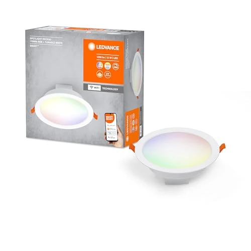 Limitiertes Angebot: LEDVANCE LED SPOT INTEGRATED Ø 17cm, Einbaudecken Spot für den Innenbereich, dimmbar, 12W, Farbtemperatur 2700-6500 K, RGB Licht bis 16 Mio. Farben, 1000 Lumen, flaches Design, weiß von 19.69 EUR auf 18.90 EUR (Spare 4%)