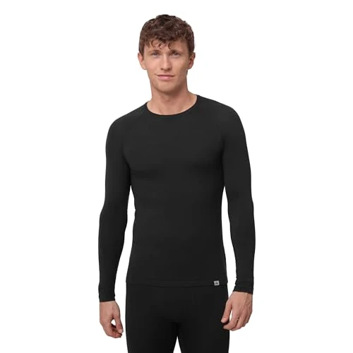 DANISH ENDURANCE Merino Langarm Shirt Herren, Thermounterwäsche Herren, Funktionsshirt, Schwarz, M