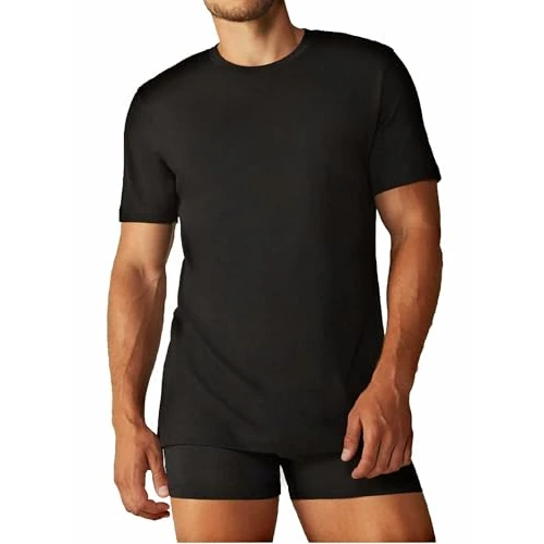 Liabel 8032 - Camiseta interior de hombre de felpa cálida y cepillada para hombre, 3 – 6 piezas, tallas 3 – 6 unidades, 3 unidades de color negro., XXL