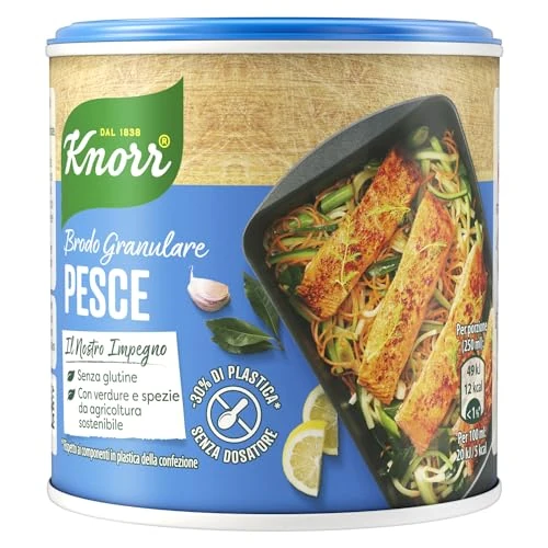 Offerta a tempo: Knorr Brodo Granulare di Pesce, Brodo Pronto con Verdure da Agricoltura Sostenibile, Senza Glutine, Lattosio e Conservanti, Ideale per i Sughi di Pesce e Pesce alla Griglia, 12 Confezioni da 150gr - 28% da 29.88 € a 21.48 €
