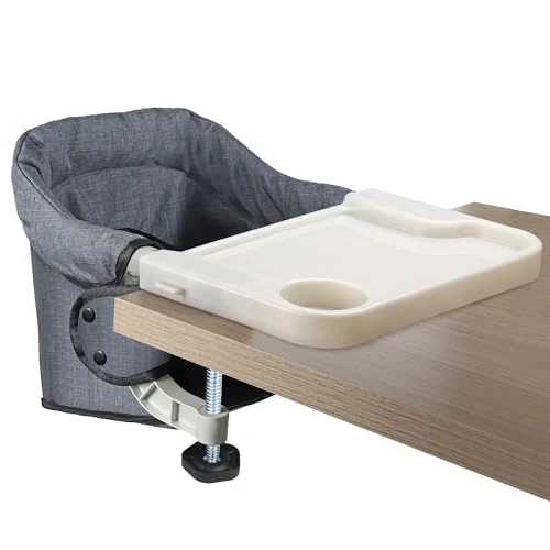 Offerta a tempo: Toogel Seggiolini da Tavolo per Bambini con Vassoio Rimovibile, Seggiolone Pieghevole con Cinghie di Sicurezza, Baby Seggiolino da Tavolo con Borsa da Trasporto per Casa e Viaggi (Grigio) - 14% da 62.99 € a 54.39 €