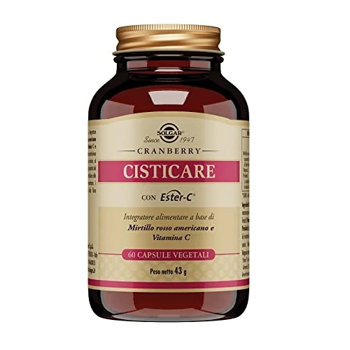 Solgar CISTICARE, 60 capsule vegetali – Mirtillo rosso americano 50:1 + Vitamina C Ester-C®