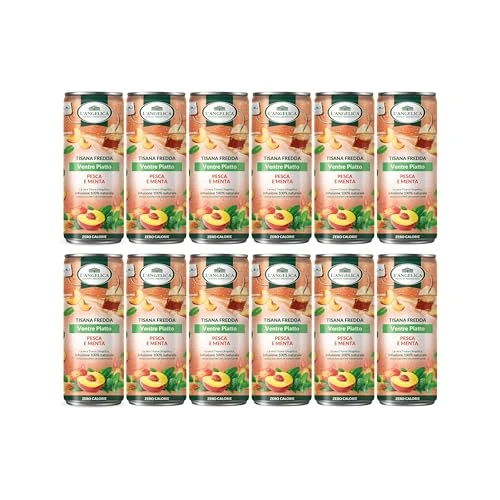 Offerta a tempo: L'Angelica, Tisana a Freddo Ventre Piatto, Tisana Fredda a Base di Carvi, Finocchio, Menta e Cardamomo per l'Eliminazione dei Gas Intestinali, Senza Zuccheri, 0 Calorie, 12 Lattine - 50% da 15.48 € a 7.74 €