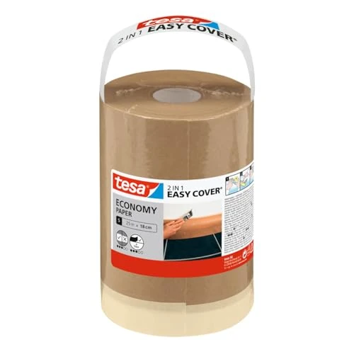 Limited-time offer: tesa Easy Cover Universal Paper - 2-in-1 Painter's Masking Paper with Self-Adhesive Masking Tape for Painting Work and Renovations - 25 m x 18 cm from $13.73 to $13.73 (save 0.00%)