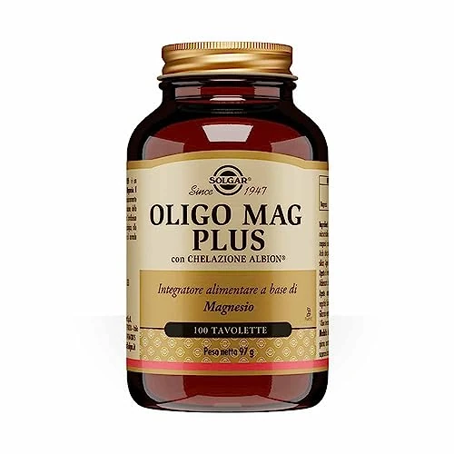 Solgar Oligo Mag Plus - Integratore Alimentare, 100 Tavolette, Magnesio bisglicinato per Assorbimento Ottimale, Supporta Sistema Nervoso e Funzione Muscolare