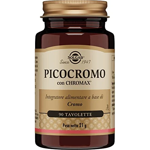 Solgar PICOCROMO – Cromo picolinato Chromax® per metabolismo glucidico, 90 tavolette