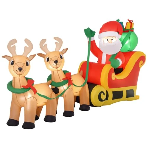 Offerta a tempo: HOMCOM Babbo Natale Gonfiabile con Slitta e 2 Renne a LED 240x57x112cm - 0.00% da 68.95 € a 68.95 €