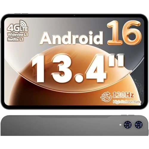 TECLAST T65 Tablet 13,4 inch Android 16, 120Hz-scherm, Dual SIM 4G LTE, 2,2 GHz Octa-Core Gaming, 20 GB RAM + 128 GB ROM (TF 4 TB), Widevine L1, 8000 mAh, 13 MP, streaming en films