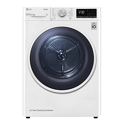 LG RH80V9AVHN - Secadora inteligente de carga frontal de 8 kg, clase A+++, condensación con bomba de calor, Wi-Fi con SmartThinQ, Eco Hybrid, Allergy Care, 60 x 69 x 85 cm, color blanco