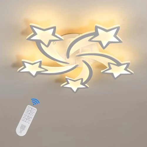 Oferta limitowana: Riserva Ściemnialna lampa sufitowa LED, 50W 6000LM Nowoczesna lampa sufitowa z pilotem/APP, 3000-6500K Φ70cm, Akrylowy żyrandol w kształcie 5 gwiazdek do sypialni, salonu z 295.31 zł na 295.31 zł (oszczędź 0.00%)