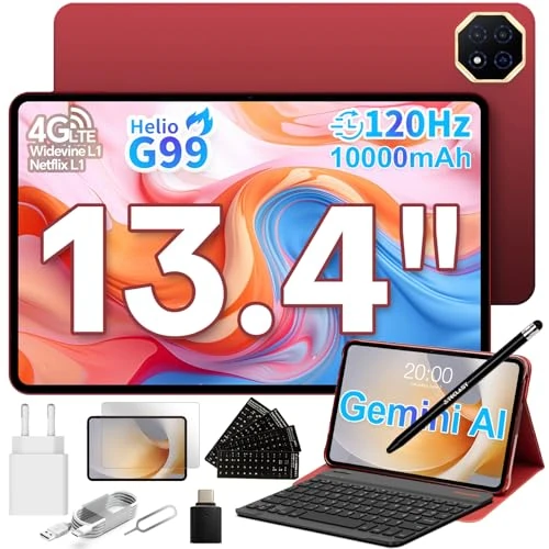 Offerta a tempo: TECLAST T65 PLUS Tablet 13.4 Pollici 120Hz, Helio G99 2.2GHz Octa-Core, Dual SIM 4G LTE+5G WiFi, 10000mAh/18W, 20GB RAM 128GB(TF 8TB), Widevine L1/GPS/13MP, Android Tablets con Tastiera+Custodia+Penna - 0.00% da 329.99 € a 329.99 €