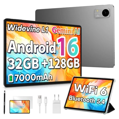 Offerta a tempo: TECLAST M50T Tablet 10 Pollici Android 16, 32GB RAM+128GB ROM(4TB TF) WiFi 6, BT 5.4, 7000mAh, Gemini AI, Octa-Core, 13MP+5MP, Widevine L1, GMS, con Custodia+Penna - 30% da 199.00 € a 139.99 €