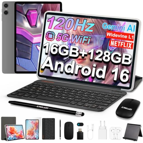 Offre limitée : TECLAST P30T Android 16 Tablette 10 Pouces, Écran 120Hz, 10 Accessoire, 2GHz Octa-Core, 16Go RAM+128Go ROM (TF 5To), Widevine L1/GPS/6000mAh, Gemini AI Tablette Tactile avec Clavier+Étui+Stylet+Souris de 299.99 € à 129.99 € (57% de remise)
