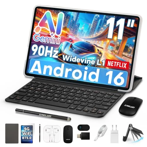 Offerta a tempo: TECLAST P50T Tablet 11" 90Hz Android16, 2GHz 16GB+128GB con 10 Accessori - 15% da 199.99 € a 169.99 €