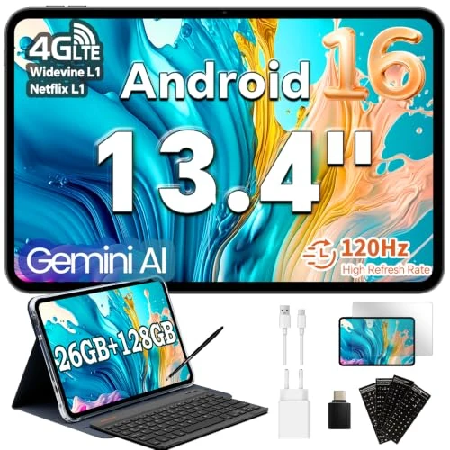 Offerta a tempo: TECLAST T65 13.4" 120Hz Android16 4G Lte, 2.2GHz 26GB+128GB con 8 Accessori - 27% da 299.99 € a 219.99 €