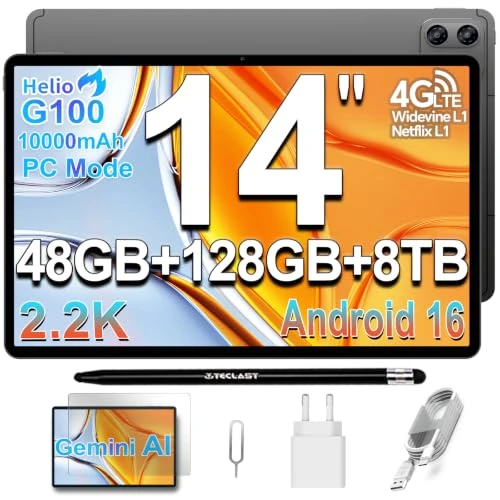 Offre limitée : TECLAST T70PRO Tablette 14" 2.2K Android 16, G100 Octa-Core 2.2GHz,10000mAh de 499.99 € à 329.99 € (34% de remise)
