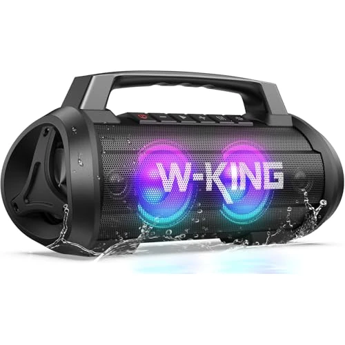 Oferta limitada: W-KING Altavoz Bluetooth Grande, 120W Pico Altavoz Exterior Inalámbrico con Deep Bass, Sonido Estéreo, IPX6, LED, 42H, BT 5.0, Powerbank, AUX, TF, Mic-IN, Potente Speaker con EQ para Fiesta, Exterior de 128.99 EUR a 128.99 EUR (ahorro 0%)