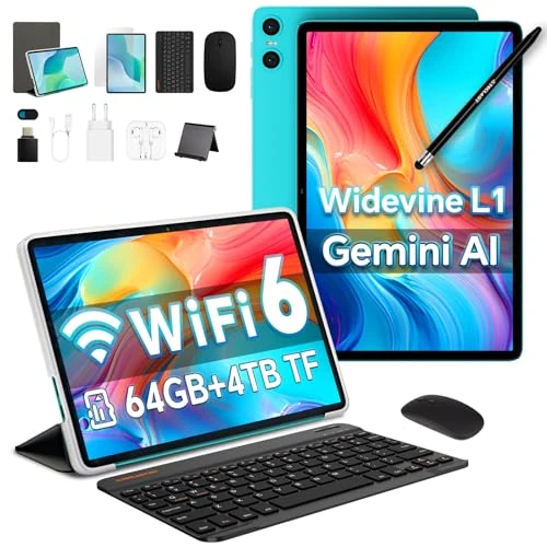 TECLAST P33 2025 Tablet dotykowy 10-calowy Android 14 8-Akcesoria 12GB RAM+64GB ROM (2TB TF) 2.4G+5G WiFi, Unisoc Octa-Core A75 CPU, tablet z klawiaturą, 6000mAh, GMS/Widevine L1/3.5MM