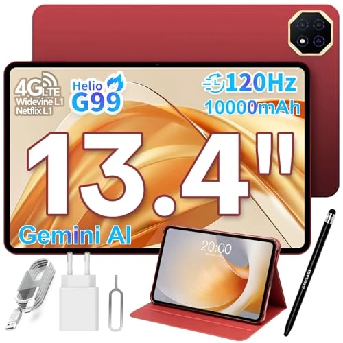 TECLAST T65 PLUS Tablet 13.4 Pollici 120Hz, Helio G99 2.2GHz Octa-Core Gemini AI, Dual SIM 4G LTE+5G WiFi, 10000mAh/18W, 20GB RAM 128GB(TF 8TB), Widevine L1/GPS/13MP/Android Tablets con Custodia+Penna