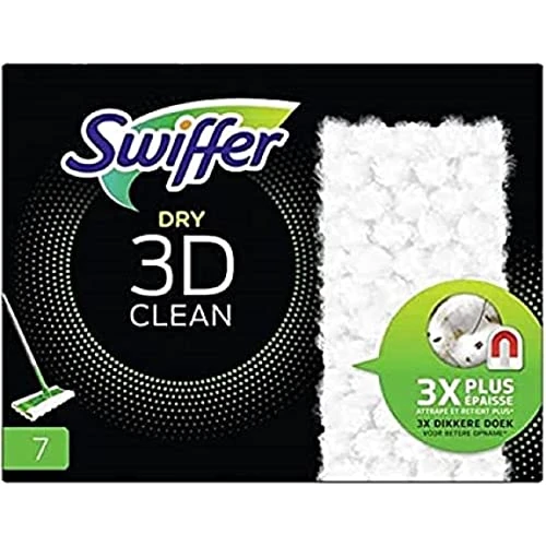 Swiffer - Dust Broom 3D Cleaning Dry Wipes Refills Floor Wipes 7 Pack Traps and Retains Dust