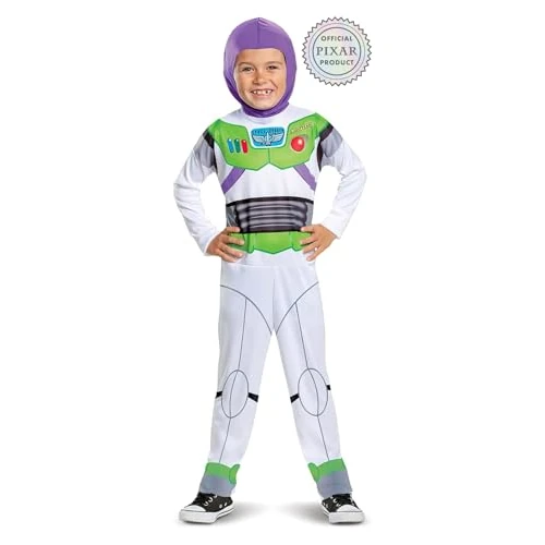 Disney Official Classic Buzz Lightyear Costume Kids, Buzz Lightyear Dress Up Onesie, Toy Story Dress Up Costume Fancy Dress, World Book Day Costumes for Boys 3-4 Years