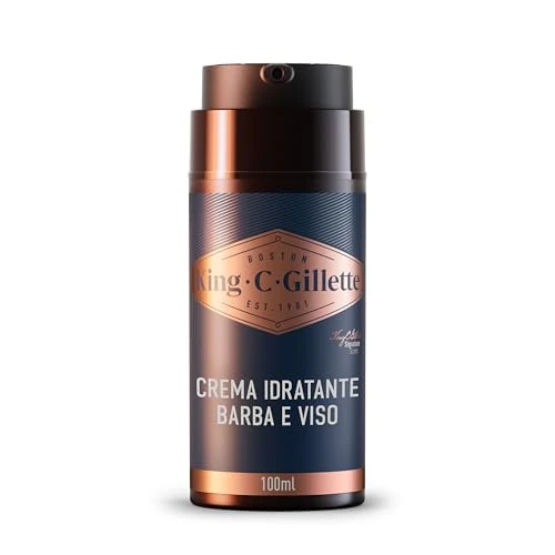 King C. Gillette - Crema hidratante facial para hombre y barba, cuidado de barba, con vitamina B, 1 paquete de 100 ml, ideal para barba de hombre, idea de regalo para hombre