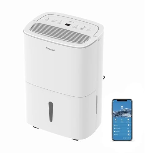 Shinco 50L Wifi elektrisch Luftentfeuchter mit APP&Pump,165m³/55m²,Entfeuchter mit 7L Wassertank,Aktivkohlefilter,Energieeinsparung,Automatischer Neustart,Timer,Ablaufschlauch,Wäschetrocknerfunktion