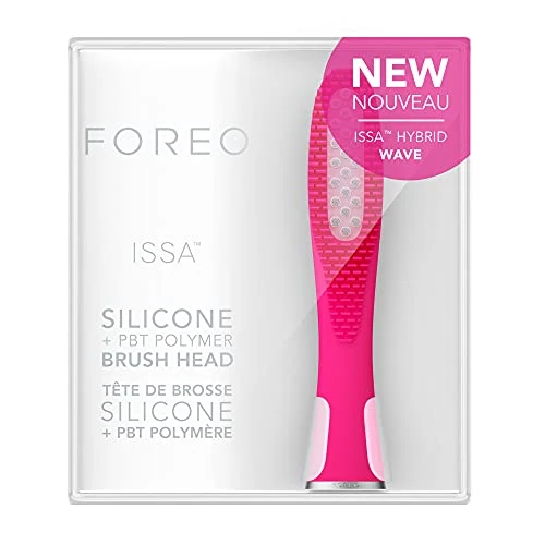 FOREO ISSA Hybrid Wave - Cabezal de cepillo de silicona y cerdas de polímero PBT (6 meses, duradero, intercambiable), color fucsia