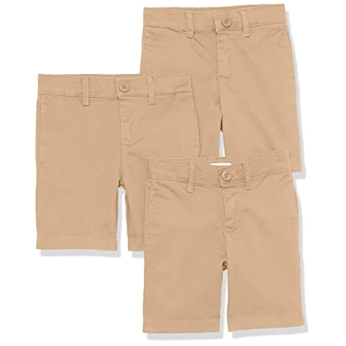 Offerta a tempo: Amazon Essentials Bermuda Senza Pence in Tessuto Uniforme (Resistenti alle Pieghe) Bambini e Ragazzi, Pacco da 3, Marrone Chiaro Kaki, 6 Anni - 0.00% da 20.23 € a 20.23 €
