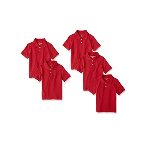 Offerta a tempo: Amazon Essentials Polo Maniche Corte in piqué per Uniforme Scolastica Bambini e Ragazzi, Pacco da 5, Rosso, 4 Anni - 0.00% da 19.47 € a 19.47 €