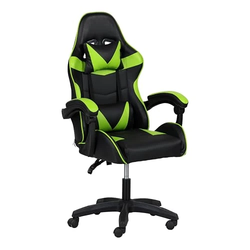 Offerta a tempo: Totò Piccinni Sedia GAMING Ergonomica Reclinabile Girevole con cuscini in similpelle con rotelle e poggiatesta (Verde) - 6% da 79.99 € a 74.99 €