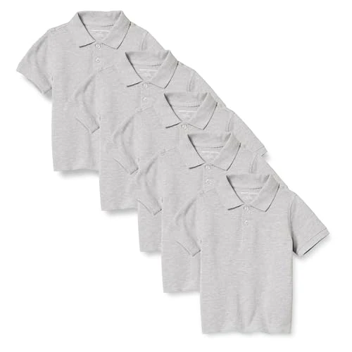 Offerta a tempo: Amazon Essentials Polo da Ragazzo a Maniche Corte in piqué, Confezione da 5, Grigio mélange, Taglia S - 0.00% da 19.86 € a 19.86 €