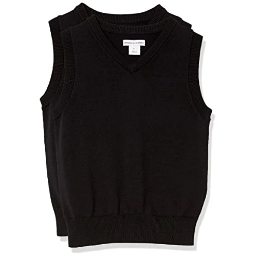 Amazon Essentials Lot de 2 uniformes en coton à col en V pour tout-petit garçon, noir, 3 ans