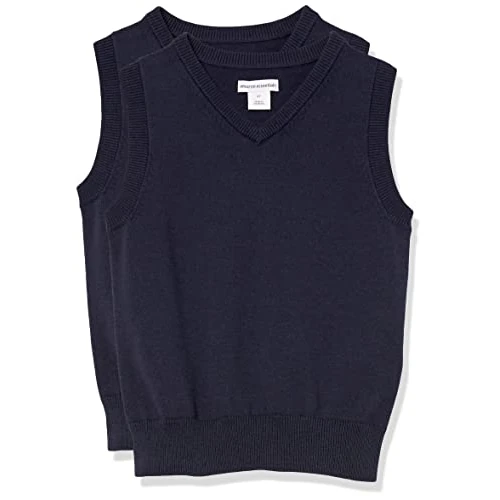 Offre limitée : Amazon Essentials Lot de 2 gilets d'uniforme en coton à col en V pour garçon, bleu marine, taille M de 16.30 € à 16.30 € (0.00% de remise)