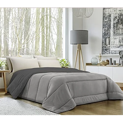 Offerta a tempo: Banzaii Trapunta Invernale, calda e morbida – Piumone da 350 gr/mq - Microfibra manopesca – Traspirante, Anallergica – Prodotta in Italia – Singolo 170x260 cm Grigio Chiaro/Grigio Scuro - 0.00% da 44.99 € a 44.99 €