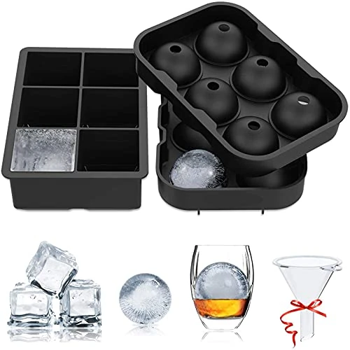 Offre limitée : Lot de 2 Bac a Glacon Silicone, Grand Glacons Moule & Moule à Glaçons Rond avec Entonnoir, Sans BPA, Faciles à Retirer Bac Glacon pour Whisky, Cocktails, Aliments Pour Bébé, Fruits de 12.99 EUR à 12.34 EUR (remise 5%)