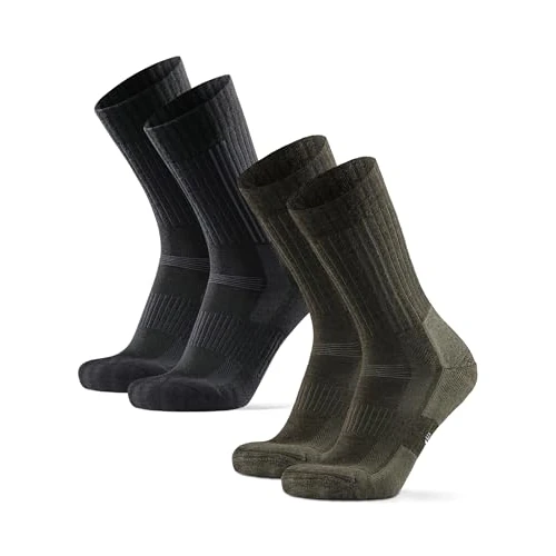 DANISH ENDURANCE Expert Pro Merino Wandersocken, Wollsocken, Funktionssocken, Unisex, Damen & Herren, 2 Paar, Mehrfarbig (1x Schwarz/Grau, 1x Dunkelgrün), 39-42