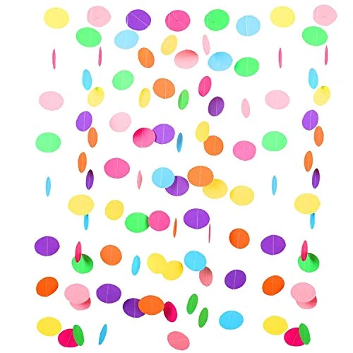Offerta a tempo: Ghirlanda di Carta Puntini Multicolore 9 Metri, Festoni Arcobaleno per Carnevale. Decorazione Festa di Compleanno per Bambini - 0.00% da 6.99 € a 6.99 €
