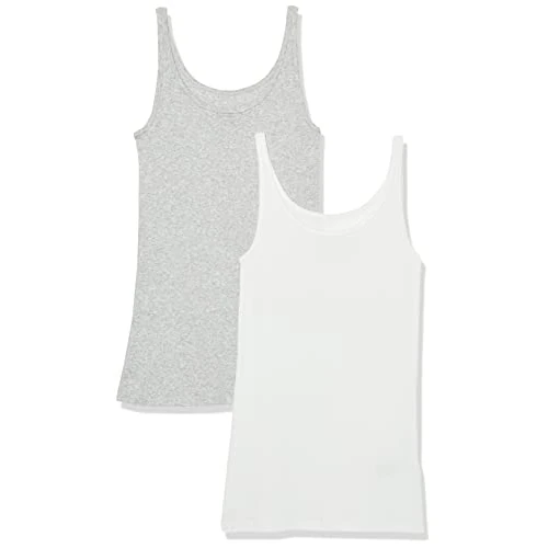 Offerta a tempo: Amazon Essentials Canotta in Modal, Top Basic con Spalline Sottili Donna, Confezione da 2, Bianco/Grigio Chiaro Puntinato, XS - 0.00% da 14.30 € a 14.30 €