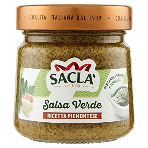 Offerta a tempo: Saclà, Salsa Verde, Salsa a Base di Prezzemolo, Peperone Rosso e Capperi, Ideale per Antipasti o Secondi Piatti, Vaso Vetro, 190g, Confezione da 6 Pezzi - 37% da 17.90 € a 11.34 €