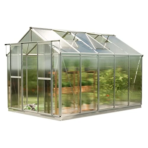 GFP Gewächshaus Saphir 5 aus Alu 259x322 cm ca. 6 mm Doppelstegplatten mit Fundamentrahmen, automatischer Fensteröffner Transparent